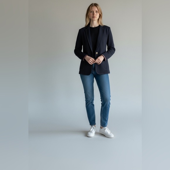 Tommy  hilfilger blazer  women blue Blazer with Red Accents size 10 used - Picture 8 of 8